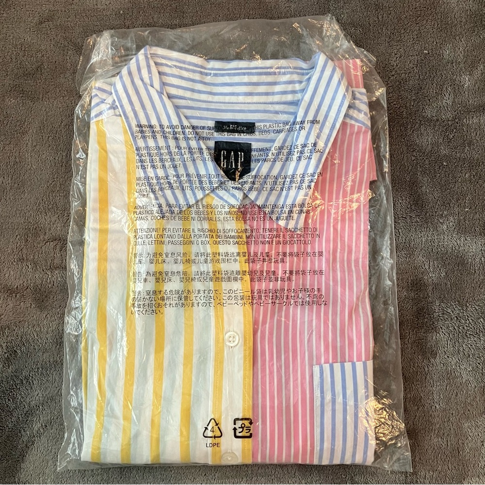 GAP Multicolor Woman’s, Large Striped Button Down… - image 2
